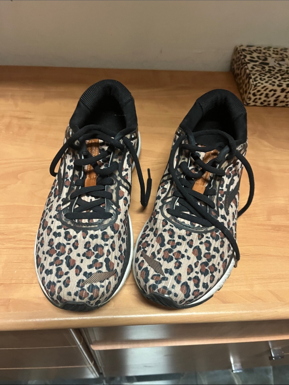 Brooks Leopard Print Athletic Sneakers - Neutral Brown & Black